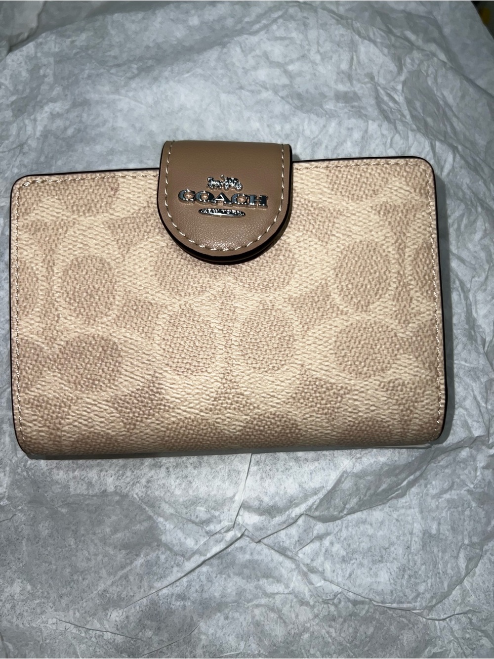 Coach Small Signature Wallet in Beige and Tan